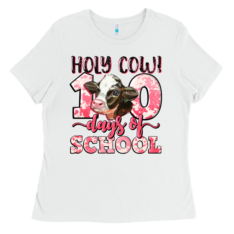 Holy Cow 100 Days Of School Ladies Tee by LillyAllenDesigns | Teevron