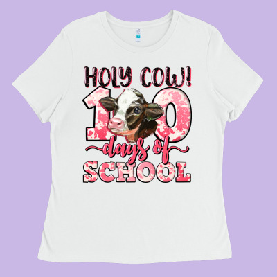 Holy Cow 100 Days Of School Ladies Tee Designed By Lillyallendesigns