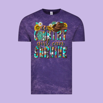 Western A Country Girl Can Survive Vintage Tee Designed By Texasbilliewilder