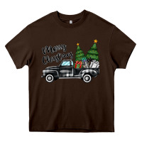 Chocolate Brown merry christmas truck Heavy Core Tee - MaliasSmallBusiness