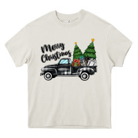 Cream merry christmas truck Heavy Core Tee - MaliasSmallBusiness