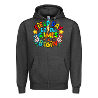 Charcoal Heather Field Day Let The Games Begin Zipper Hoodie - CowhideDigitalArt