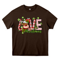 Chocolate Brown love christmas deer Heavy Core Tee - MaliasSmallBusiness