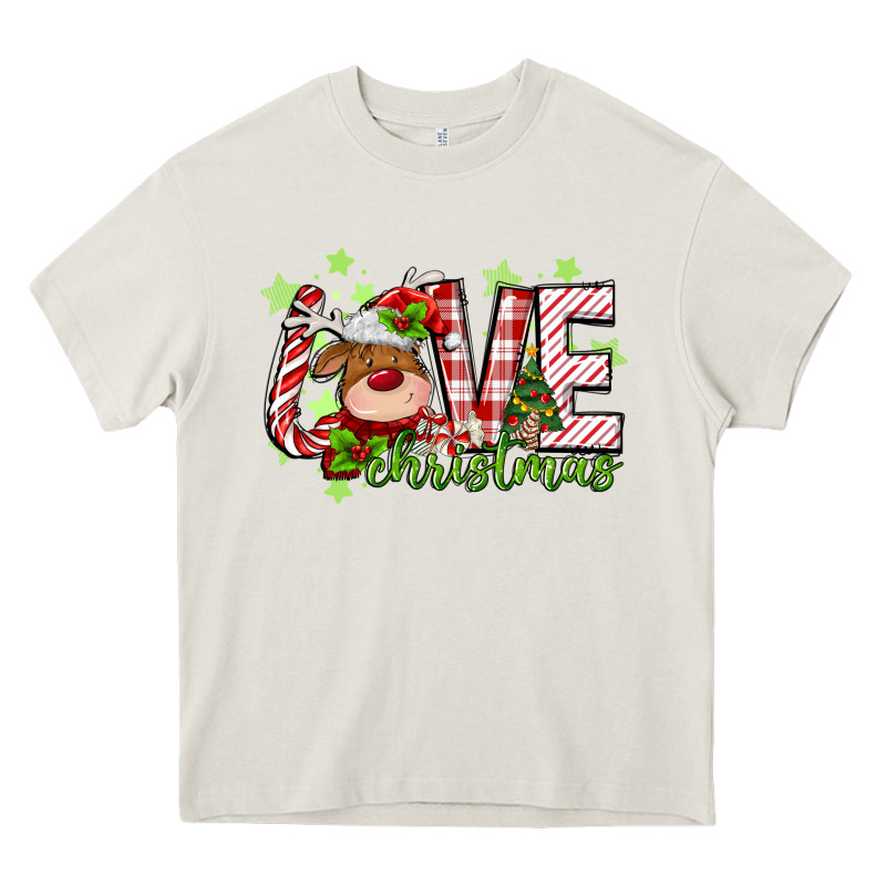 Love Christmas Deer Heavy Core Tee by MaliasSmallBusiness | Teevron