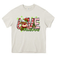 Cream love christmas deer Heavy Core Tee - MaliasSmallBusiness