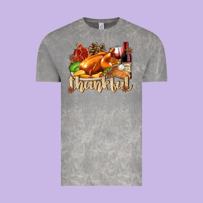 Thankful With Turkey Vintage Tee Designed By Texasbilliewilder