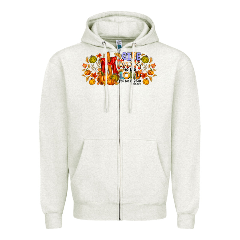 Give Thanks To The Lord For He Is Good Zipper Hoodie by CowhideDigitalArt | Teevron
