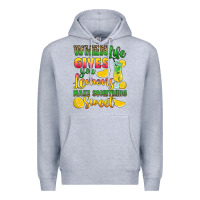 Heather Grey when life gives you lemons make something Premium Hoodie - RanaPortraitStore