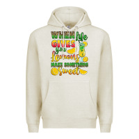 Oatmeal Heather when life gives you lemons make something Premium Hoodie - RanaPortraitStore