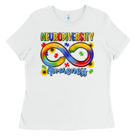 White neurodiversity awareness Ladies Tee - LillyAllenDesigns