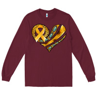 Burgundy childhood cancer awareness heart Long Sleeve Tee - Jasminsmagicworld