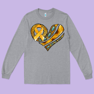 Childhood Cancer Awareness Heart Long Sleeve Tee Designed By Jasminsmagicworld