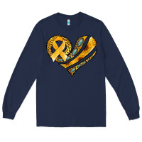 Navy childhood cancer awareness heart Long Sleeve Tee - Jasminsmagicworld