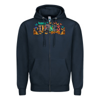 Navy Happy thanksgiving Zipper Hoodie - CowhideDigitalArt