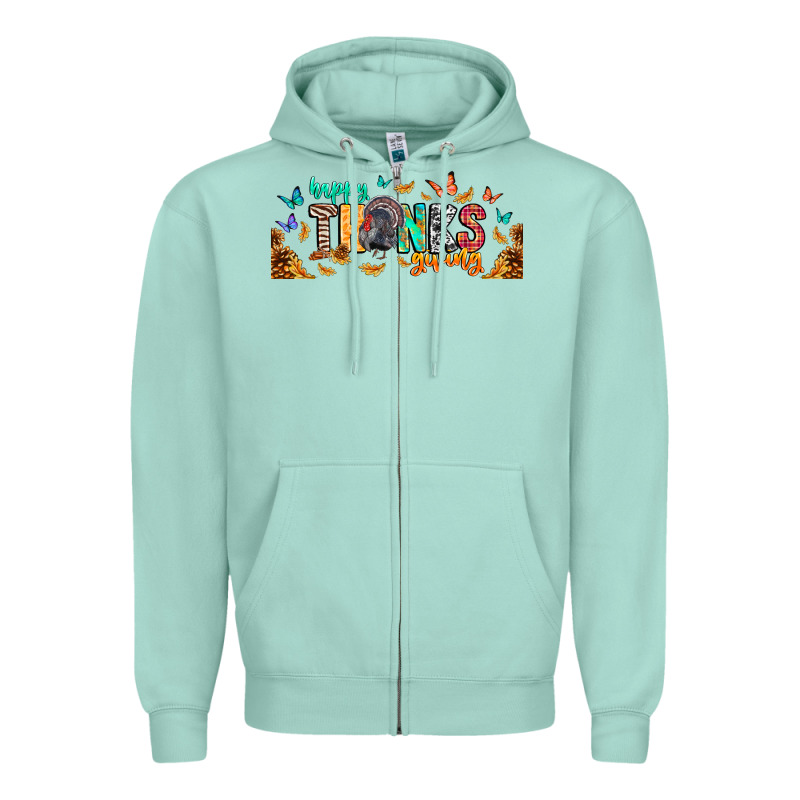 Happy Thanksgiving Zipper Hoodie by CowhideDigitalArt | Teevron