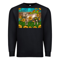 Black Western Charolais Bull With Sunflowers Premium Sweatshirt - LillyAllenDesigns