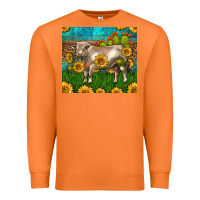 Carrot Western Charolais Bull With Sunflowers Premium Sweatshirt - LillyAllenDesigns