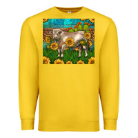 Lemon Western Charolais Bull With Sunflowers Premium Sweatshirt - LillyAllenDesigns