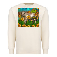 Sandshell Western Charolais Bull With Sunflowers Premium Sweatshirt - LillyAllenDesigns