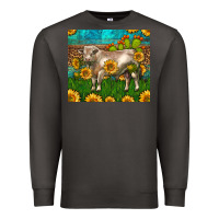 Smoke Western Charolais Bull With Sunflowers Premium Sweatshirt - LillyAllenDesigns