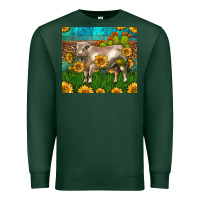 Sports Green Western Charolais Bull With Sunflowers Premium Sweatshirt - LillyAllenDesigns