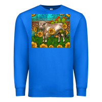 Western Charolais Bull With Sunflowers Premium Sweatshirt | Teevron