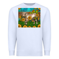 White Western Charolais Bull With Sunflowers Premium Sweatshirt - LillyAllenDesigns