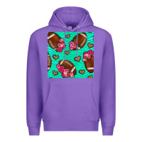 Purple american football roses and hearts seamless pattern Premium Hoodie - BundleAndBundleShop