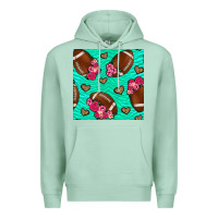 Seafoam american football roses and hearts seamless pattern Premium Hoodie - BundleAndBundleShop
