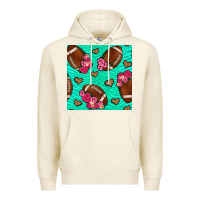 Tofu american football roses and hearts seamless pattern Premium Hoodie - BundleAndBundleShop