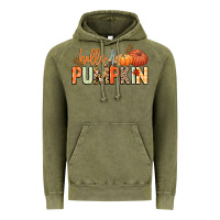 Vintage Olive Hello pumpkin Vintage Hoodie - NancyCooperArtShop