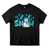 Black let it snow winter snowman Heavy Core Tee - MaliasSmallBusiness