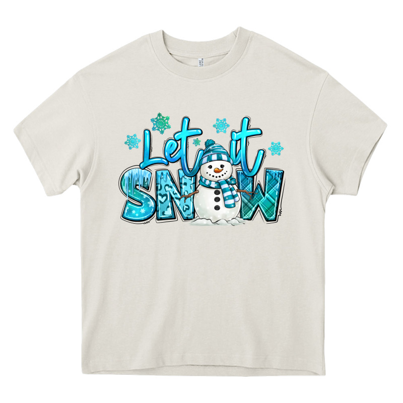 Let It Snow Winter Snowman Heavy Core Tee by MaliasSmallBusiness | Teevron