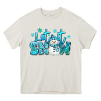 Cream let it snow winter snowman Heavy Core Tee - MaliasSmallBusiness