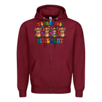 Burgundy Its Okay To Be Different Zipper Hoodie - CowhideDigitalArt