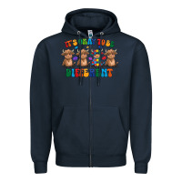 Navy Its Okay To Be Different Zipper Hoodie - CowhideDigitalArt