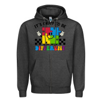 Charcoal Heather It's Okay To Be Different Zipper Hoodie - CowhideDigitalArt