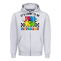 Heather Grey It's Okay To Be Different Zipper Hoodie - CowhideDigitalArt