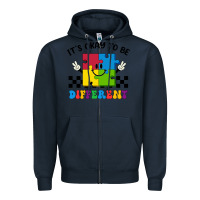 Navy It's Okay To Be Different Zipper Hoodie - CowhideDigitalArt