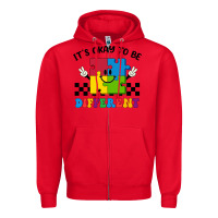 Red It's Okay To Be Different Zipper Hoodie - CowhideDigitalArt