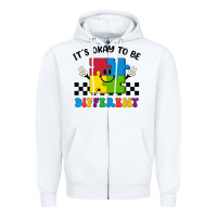 White It's Okay To Be Different Zipper Hoodie - CowhideDigitalArt