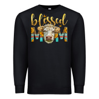 Black Western Blessed Mom Charolais Bull Premium Sweatshirt - LillyAllenDesigns