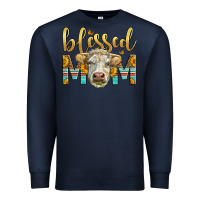 Navy Western Blessed Mom Charolais Bull Premium Sweatshirt - LillyAllenDesigns