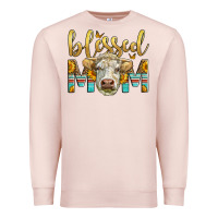 Pale Pink Western Blessed Mom Charolais Bull Premium Sweatshirt - LillyAllenDesigns