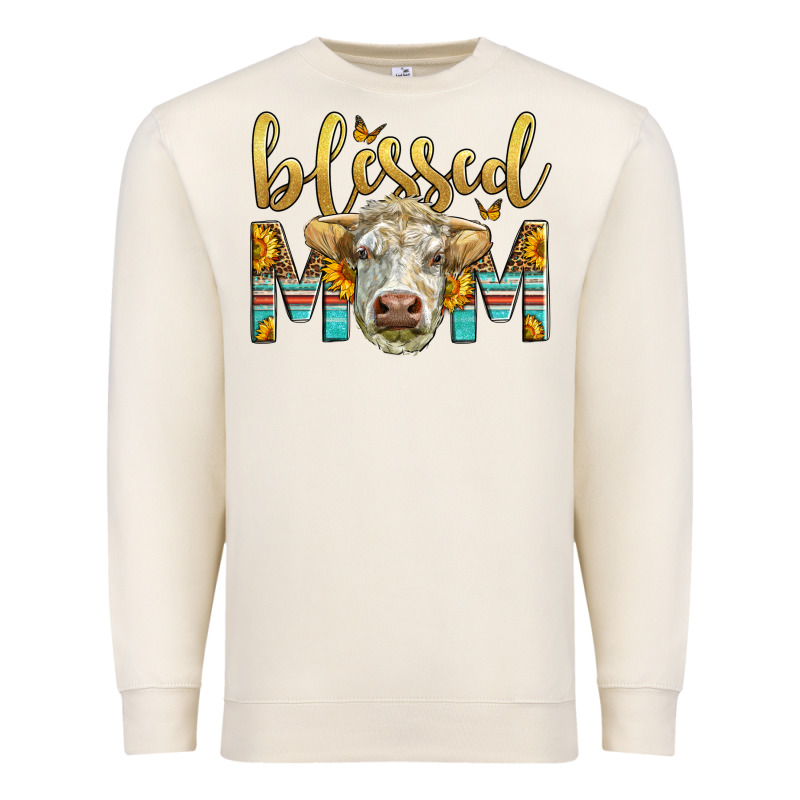 Western Blessed Mom Charolais Bull Premium Sweatshirt by LillyAllenDesigns | Teevron