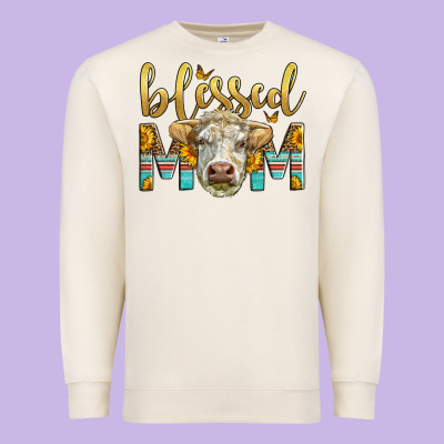 Western Blessed Mom Charolais Bull Premium Sweatshirt Designed By Lillyallendesigns