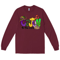 Burgundy cajun to the core mardi gras Long Sleeve Tee - CowGirlArtShop