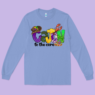 Cajun To The Core Mardi Gras Long Sleeve Tee Designed By Cowgirlartshop