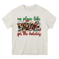 Cream no place like for the holiday Heavy Core Tee - MaliasSmallBusiness