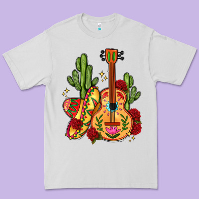 Mexican Guitar Premium Tee Designed By Lillyallendesigns